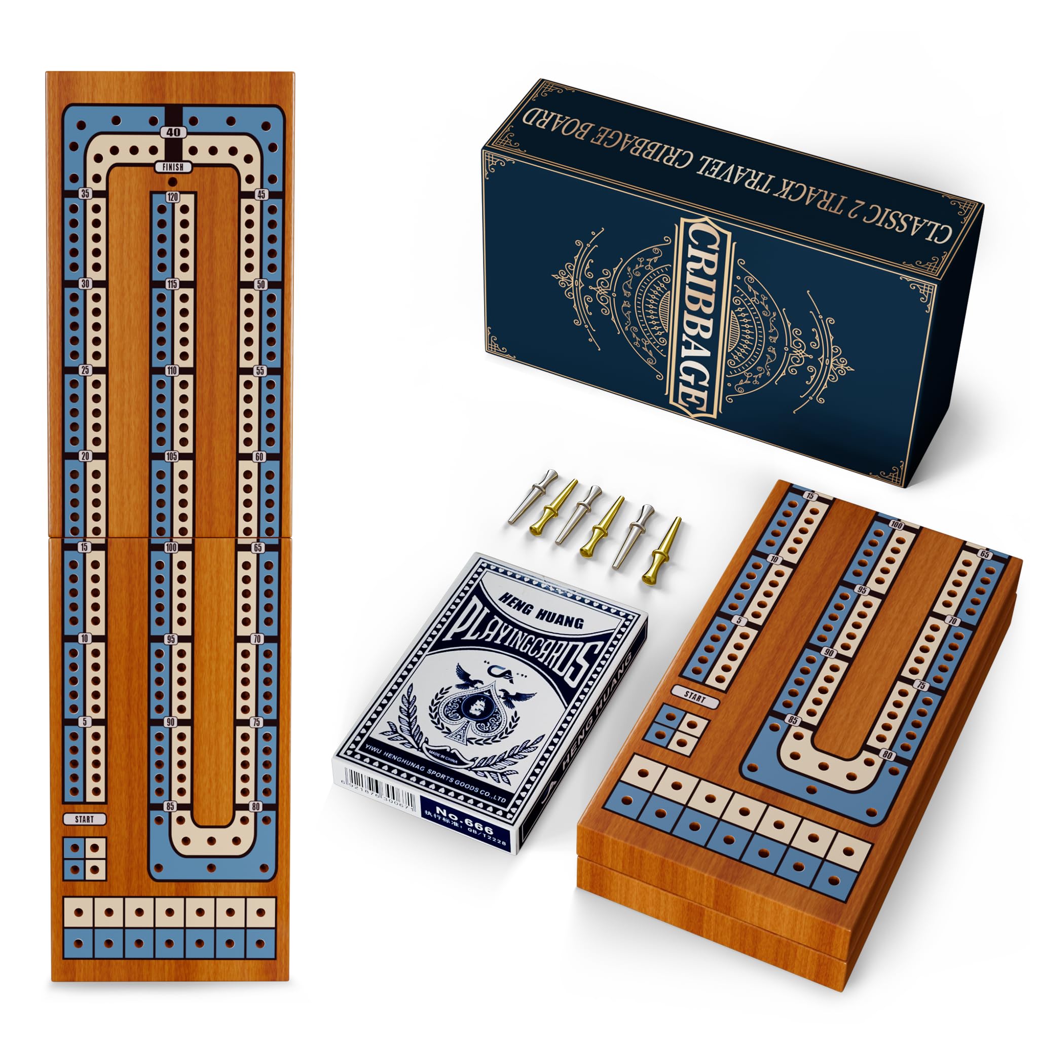 Amazon.com: Small Size Travel Wooden Cribbage Board Game Set – 2